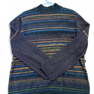 Norton McNaughton Men's Crewneck Sweater - Navy, Olive, and Tan Stripes